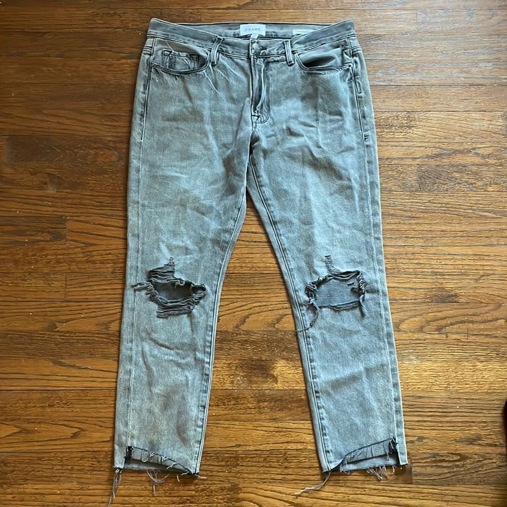 Frame Le Garçon Gray Crop Jeans